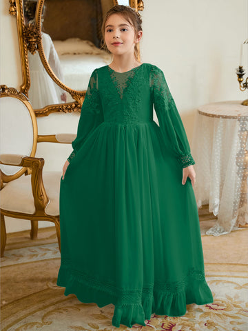 A-line Chiffon Floor-length Ivory First Communion Dress