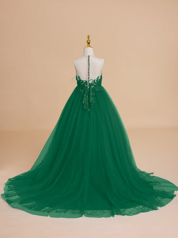 Ball-Gown/Princess Tulle Sweep Train Flower Girl Dress