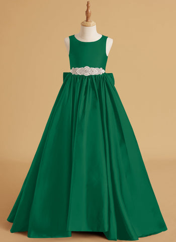 Ball-Gown/Princess Satin Sweep Train Flower Girl Dress