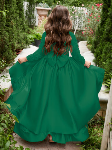 A-line Satin Asymmetrical Flower Girl Dress