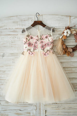 A-line Tulle Knee-length Flower Girl Dress