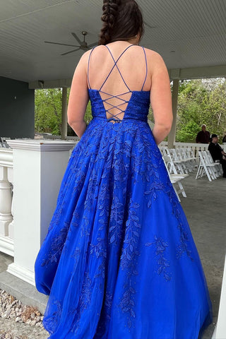 Purple Tulle Prom Dress with Appliques