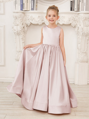 A-line Lace Satin Floor-length Flower Girl Dress