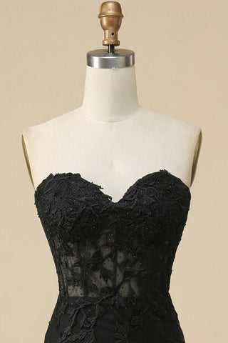 Corset Sweetheart Long Lace Prom Dress with Slit