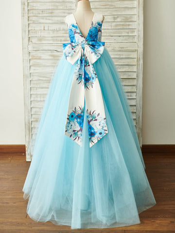 Ball-Gown/Princess Satin Tulle Floor-length Dress (2003227804)
