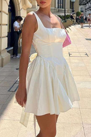 Robes de soirée Sweet Simplicity dos nu uni avec nœud et col carré 