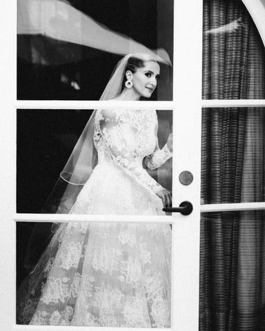 Designer A-line Long Sleeves Backless Wedding dresses with Lace