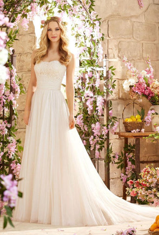 Designer Strapless A-line Long Wedding Dress