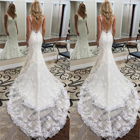 Designer wedding dress mermaid | Backless lace wedding dresses