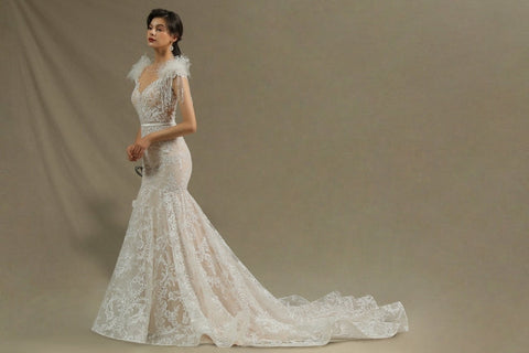 Designer wedding dresses mermaid | Lace wedding dresses online