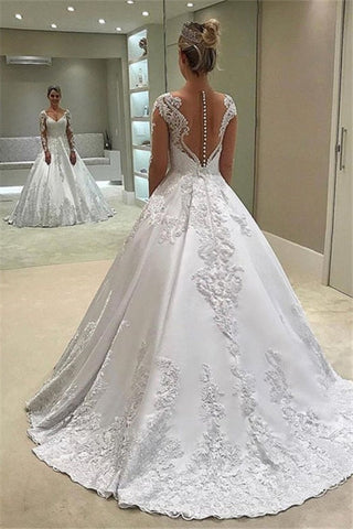 Designer Wedding Dresses with Sleeves | Lace wedding dress A-line
