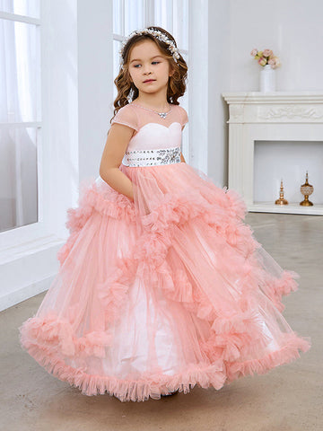 Ball-Gown/Princess Tulle Floor-length Flower Girl Dress