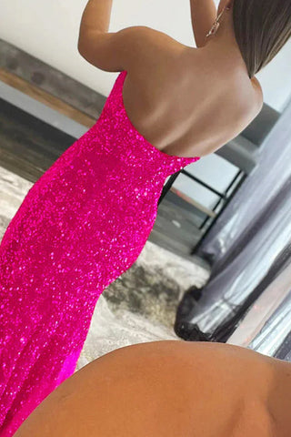 Mermaid Royal Sequin Strapless Prom Dress
