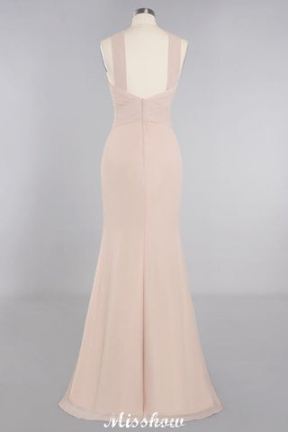 Dreamful Halter Slim Mermaid Bridesmaid Dress Floor Length Party Dress
