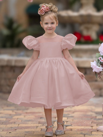 Ball-Gown/Princess Satin Knee-length Flower Girl Dress