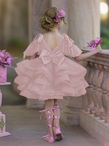 Ball-Gown/Princess Tulle Knee-length Birthday Flower Girl Dress