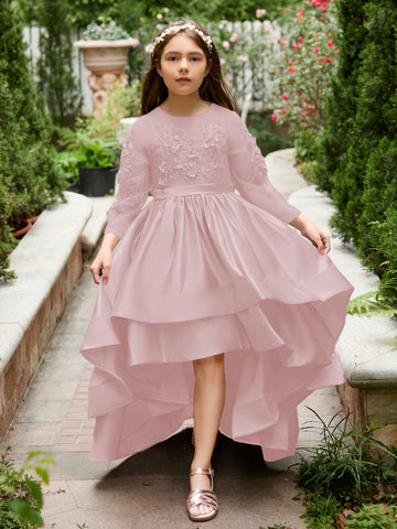 A-line Satin Asymmetrical Flower Girl Dress