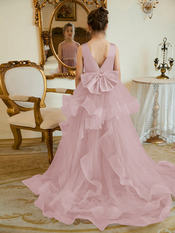 Ball-Gown/Princess Satin Tulle Floor-length Flower Girl Dress