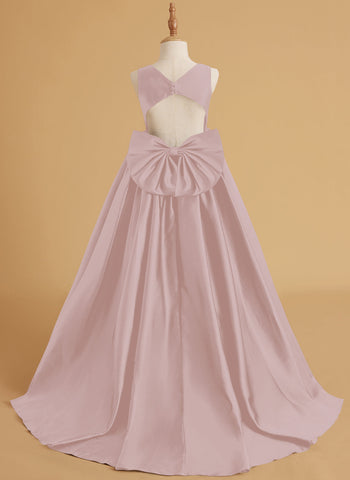 Ball-Gown/Princess Satin Sweep Train Flower Girl Dress