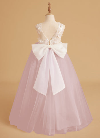 Dream Princess Sleeveless Lace and Tulle with Beading Flower Girl Dress