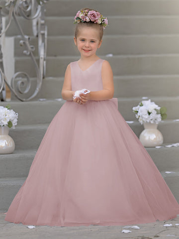 Timeless A-Line Sleeveless Satin and Tulle Flower Girl Dress