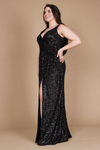 Plus Size Formal Dress Fully Sequin Gown