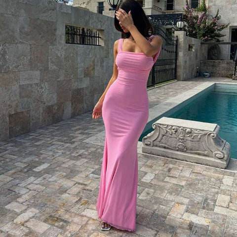 Summer Women Clothing Lace Up Off Neck Sexy Backless Evening Dress Women