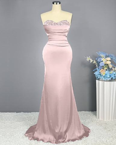 Sleeveless Mermaid Long Prom Gown with Sequined Sweetheart