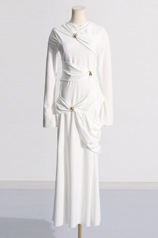 Elegantes accesorios de metal sólido para decorar vestidos de noche con cuello redondo y pliegue (3 colores) 