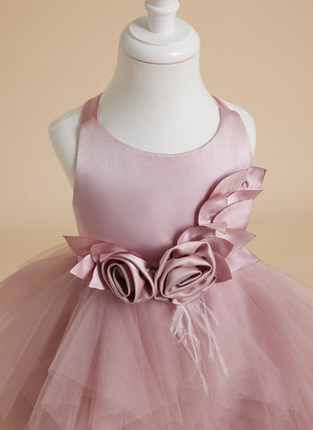 Ball-Gown/Princess Tulle Knee-length Baby Girl Dress