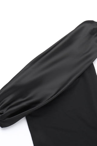 Vestidos de noche sexys, formales y de malla sólida con cuello oblicuo 