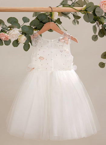 A-line Tulle Knee-length White Dress (2003227138)