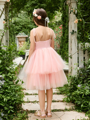 A-line Tulle Knee-length Pearl Pink Dress (2003224887)