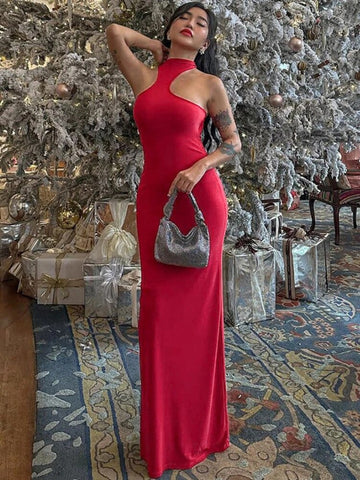 TARUXY Red Elegant Luxury Evening Dress Women Sexy Off Shoulder High Waist Slim Long Dresses Femme Party Bodycon Dress Woman New