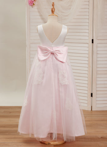 A-line Satin Tulle Ankle-length Pink Dress (2003227111)