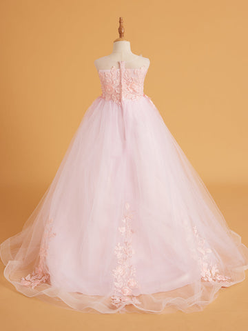 Lace Tulle Sweep Train Pink Dress (2003227825)