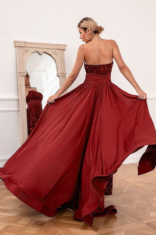 Royal Sequins Strapless Prom Dress