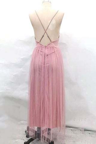 Robes de soirée sexy unies dos nu en maille col V 