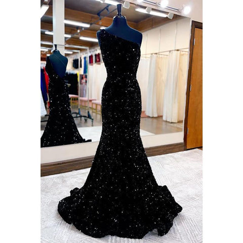 Robe de bal bordeaux à paillettes, asymétrique et unique