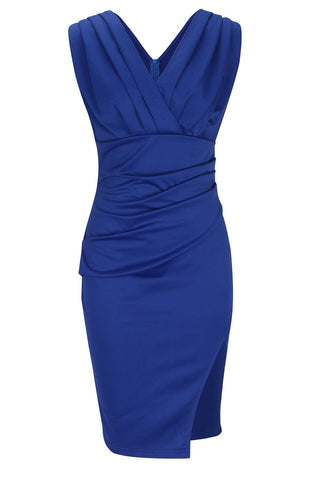 Vestidos de noche elegantes de celebridades, lisos, con abertura y escote en V (4 colores) 