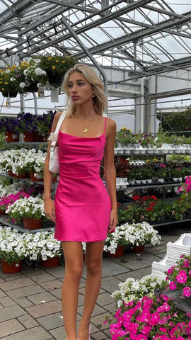 Robe courte simple à fines bretelles pour bal de promo, robe de soirée pour femme Y61