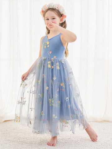 A-line Tulle Ankle-length Blue Dress (2003227598)