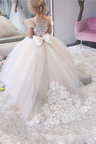 Princess Tulle Flower Girl Dress With Bowknot