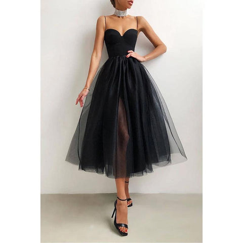 Vestido de fiesta de graduación sencillo con escote en V y tirantes finos 