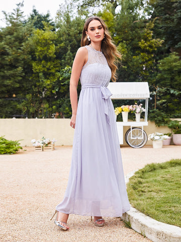 Elegant A-Line Scoop Sleeveless Chiffon Bridesmaid Dresses