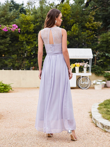 Elegant A-Line Scoop Sleeveless Chiffon Bridesmaid Dresses
