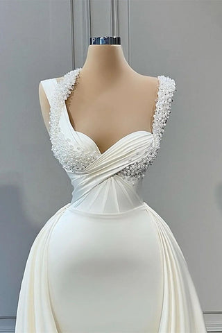 Elegant A-line Sweetheart Sleeveless Beading Wedding Dresses