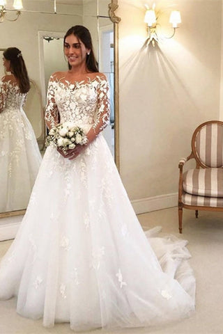 Elegant A Line Wedding Dresses With Sleeves Wedding dresses with lace