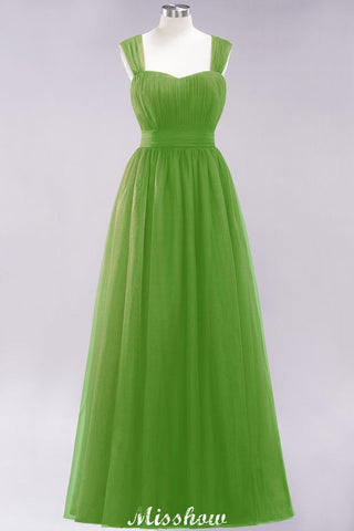 Elegant aline Sleeveless Tulle Evening Maxi Gown Burgundy Straps Bridesmaid Dress