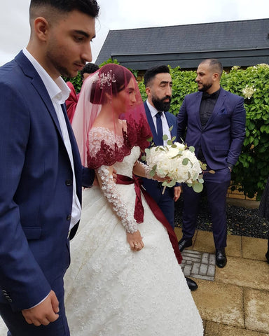 Elegant Long Princess Tulle Lace Wedding Dresses with Sleeves